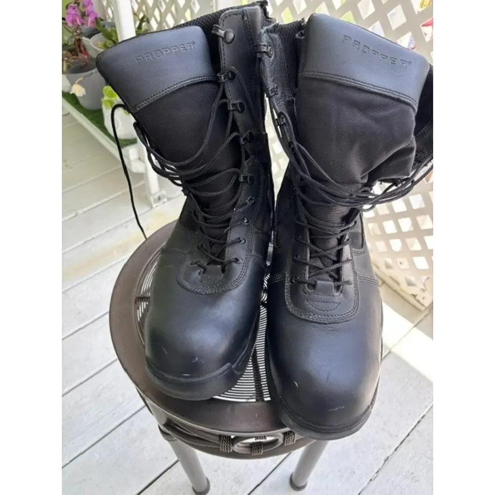 Propper Tactical Duty Boots Black Leather Side Zip Combat Military Men's Size 14